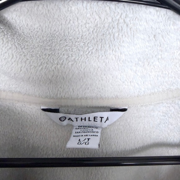 Athleta Cozy Karma Asymmetrical Pullover Sweatshirt Light Gray Casual Size Large - Picture 4 of 9